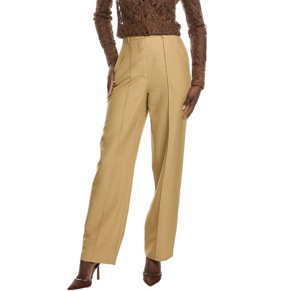 Co Womens  Wool-Blend Cigarette Trouser, Tan